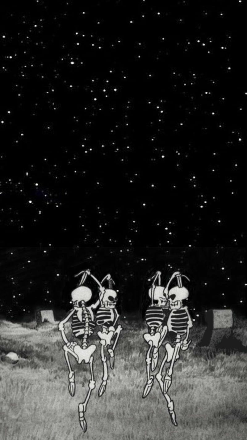 Skeletons dancing , dance, night, outdoor, skeleton, HD phone wallpaper
