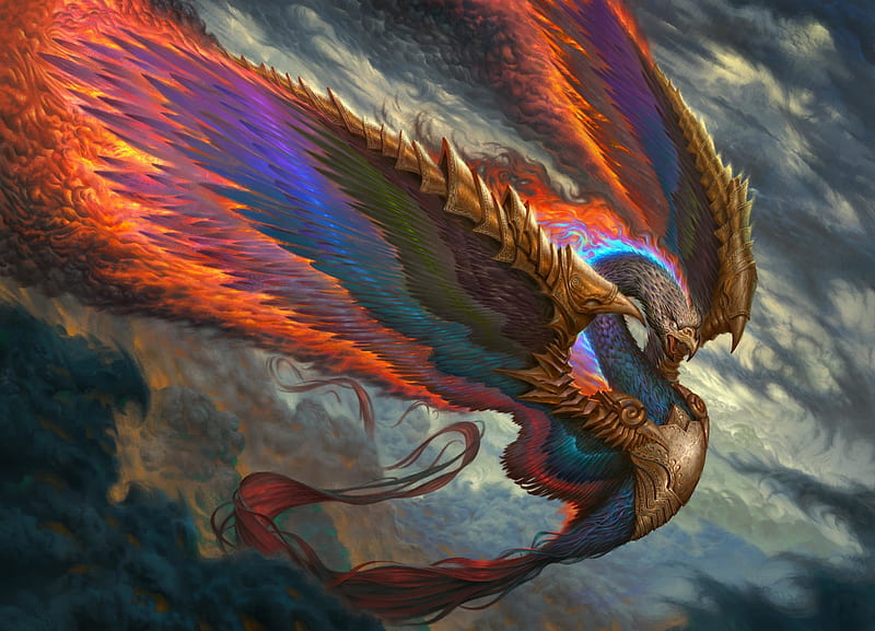Phoenix, art, wings, fantasy, orange, bird, luminos, pasari, blue, HD  wallpaper | Peakpx