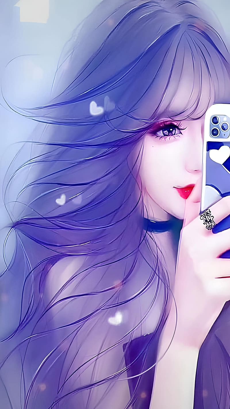 Attitude Girl, Mirror Selfie, cartoon art, HD phone wallpaper | Peakpx