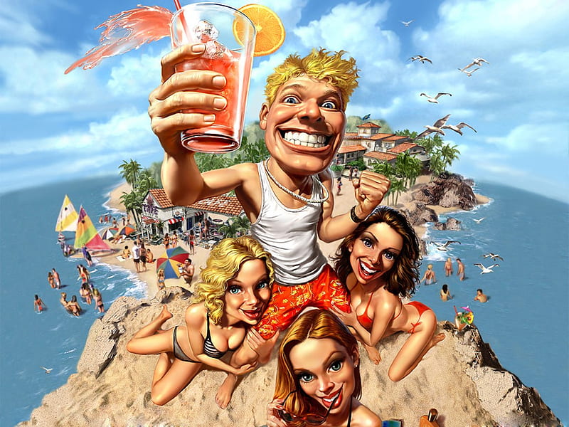 Vacation, beach, party, summer, fun, island, funny, HD wallpaper