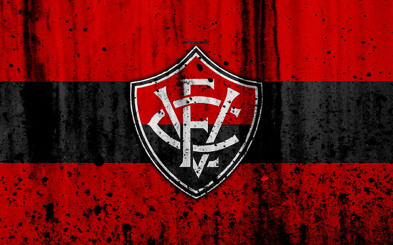 FC Vitoria grunge, Brazilian Seria A, logo, Brazil, soccer, football club, Vitoria, stone texture, art, Vitoria FC, HD wallpaper