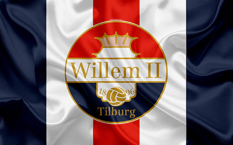 Willem II FC Dutch football club, logo, emblem, Eredivisie, Dutch football championship, Tilburg, Netherlands, silk texture, HD wallpaper