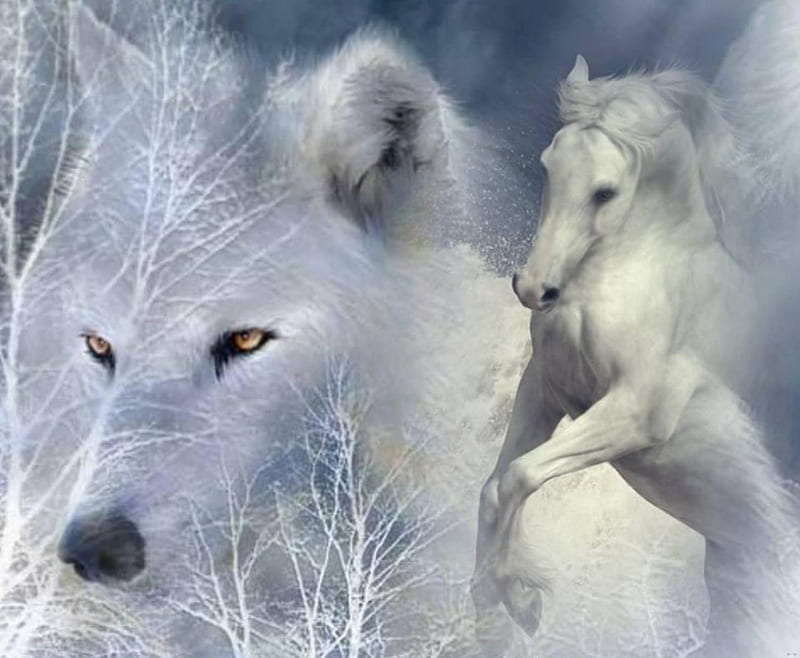 Hermoso, hermoso, lobo, caballo, fantasía, Fondo de pantalla HD | Peakpx