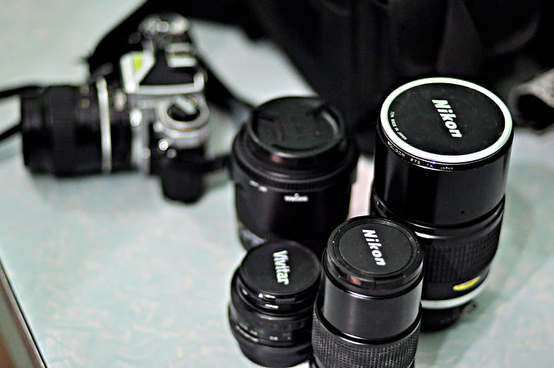 Four Black Nikon Zoom Camera Lens, HD wallpaper