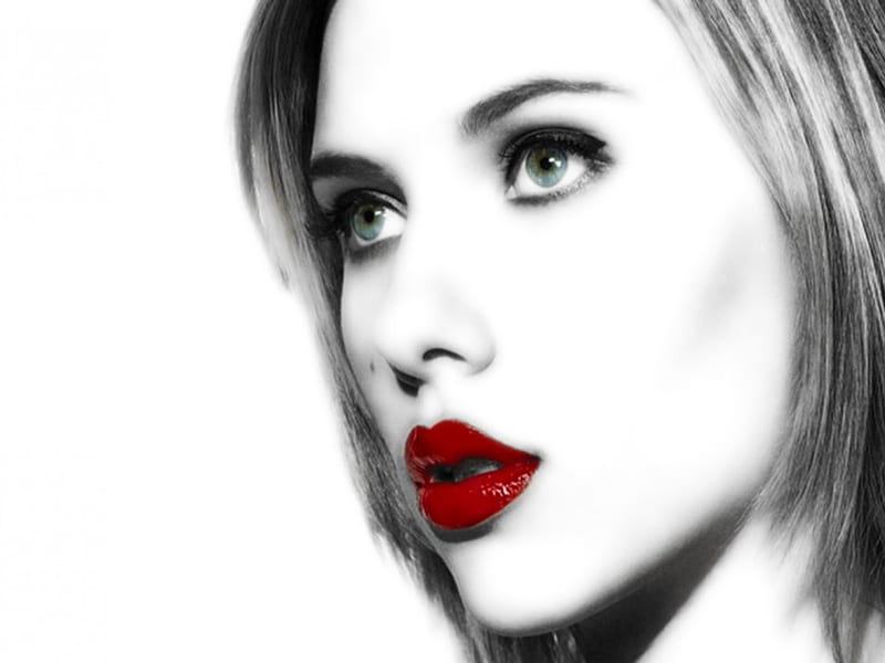 Scarlett Johansson: Sexy Red Lips, sexy red lips, scarlett johansson, scarlett johansson sexy, scarlett johansson sexy red lips, scarlett johansson hot, red lips, HD wallpaper