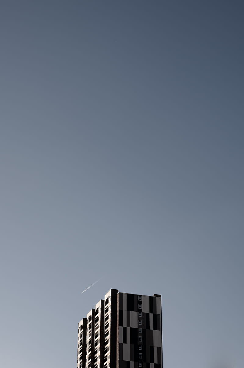 building, plane, sky, minimalism, architecture, HD phone wallpaper
