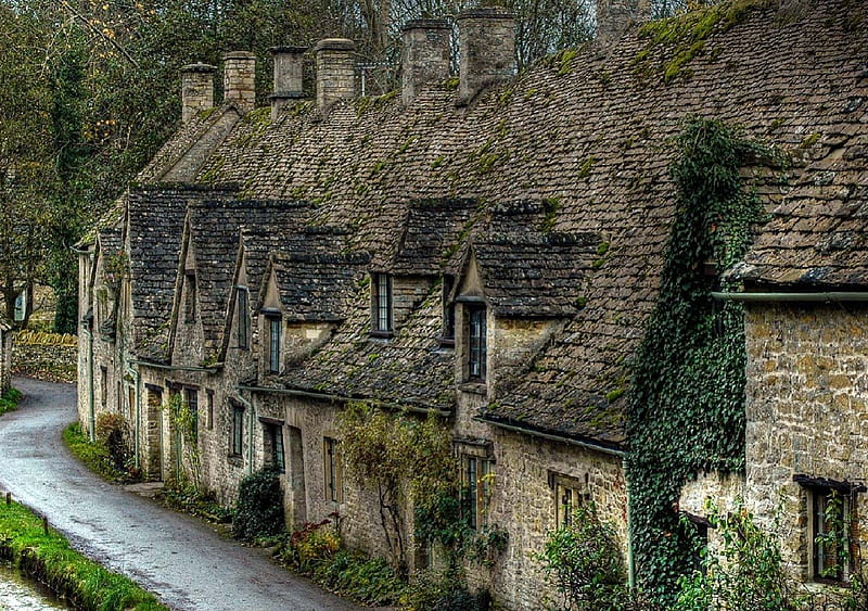 Arlington Row again Cotswolds, row, cottages, street, HD wallpaper