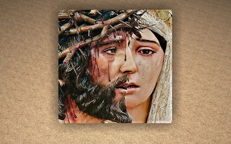 Jesus and His Mother, thorns, pain, Christ, sorrows, Mother, Good Friday, Jesus, Mary, HD wallpaper