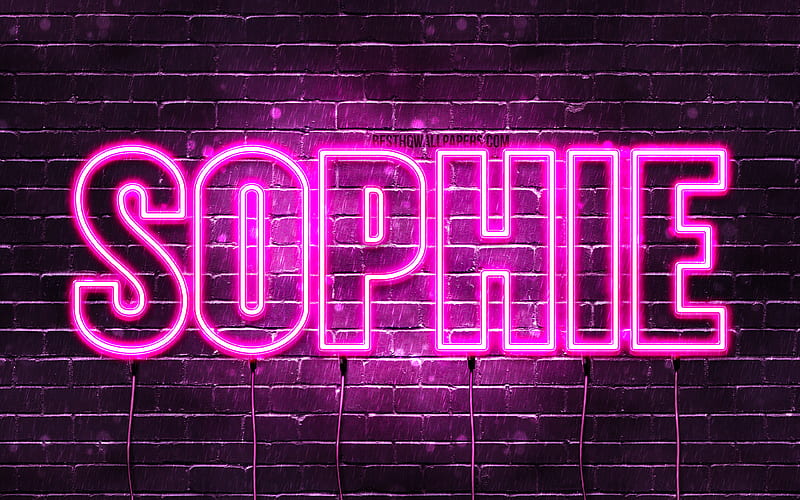 Sophie with names, female names, Sophie name, purple neon lights, horizontal text, with Sophie name, HD wallpaper