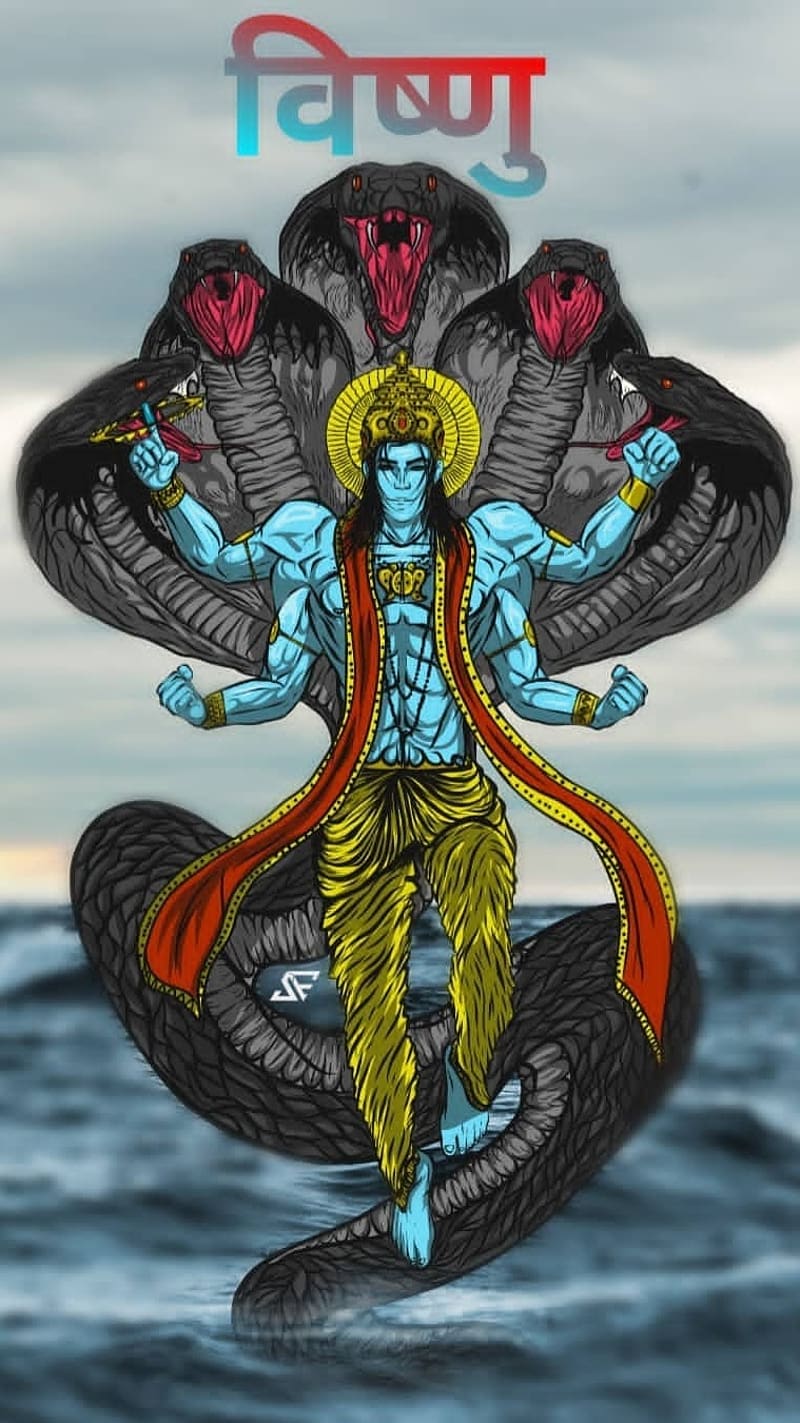 Lord Vishnu, Creative Art Work, creative work, art work, lord narayana, preserver, HD phone wallpaper