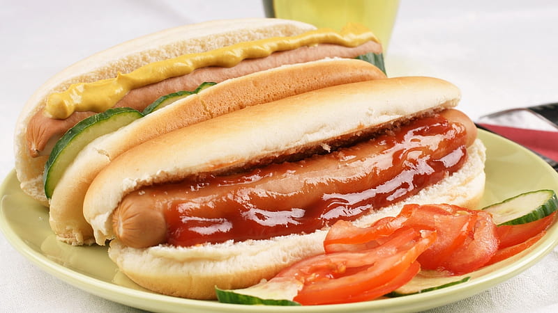 Hotdog, sausage, food, cream, HD wallpaper