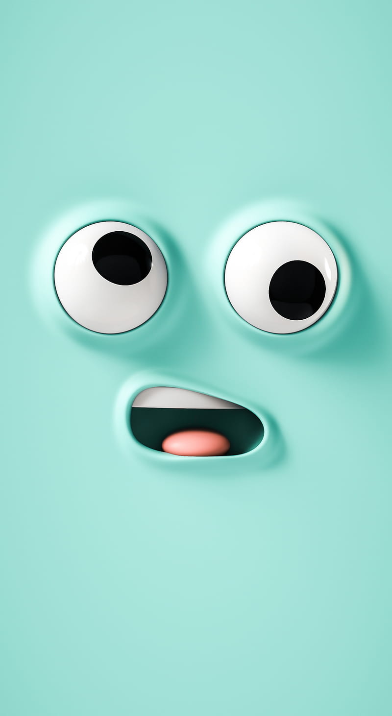 Funny Silly Face, abstract, blue, cartoon, character, desenho, iphone, pixel, HD mobile wallpaper