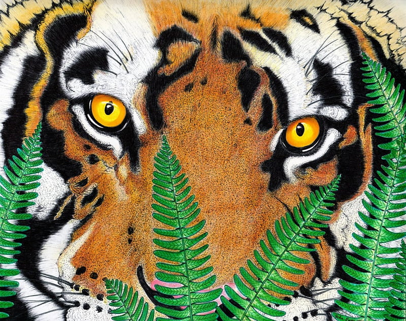 Tiger drawing, painting, tigers, HD wallpaper