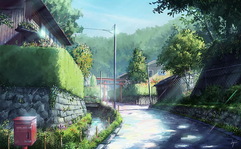 Anime Street, japan, torii, house, japanese, nature, orginal, street, HD  wallpaper | Peakpx