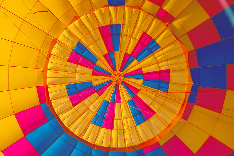 low angle graphy of yellow, pink, and black hot air balloon, HD wallpaper