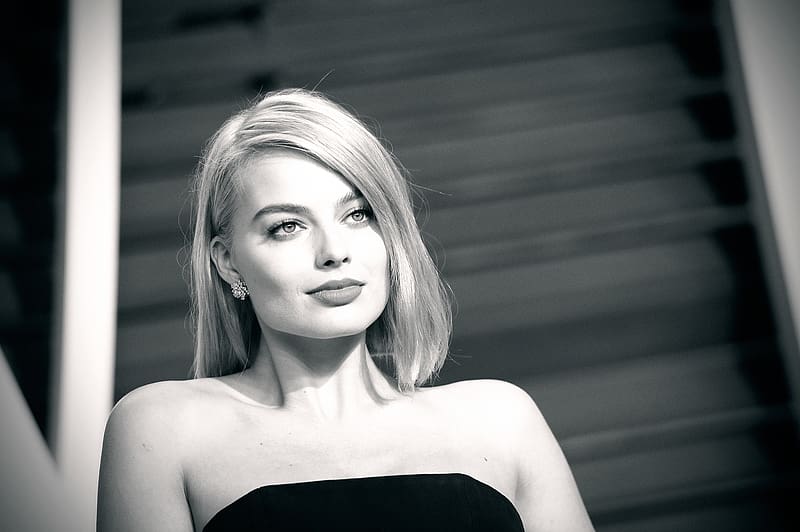 Blonde Celebrity Black And White Actress Australian Margot Robbie Hd Wallpaper Peakpx