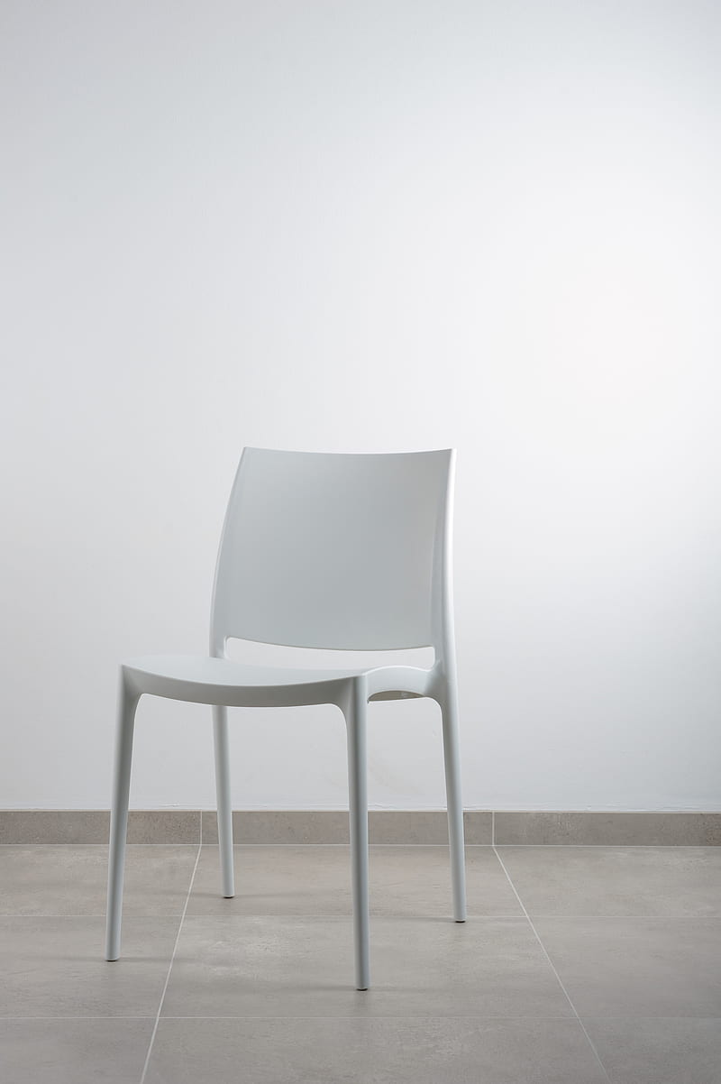 white armless chair near white wall, HD phone wallpaper