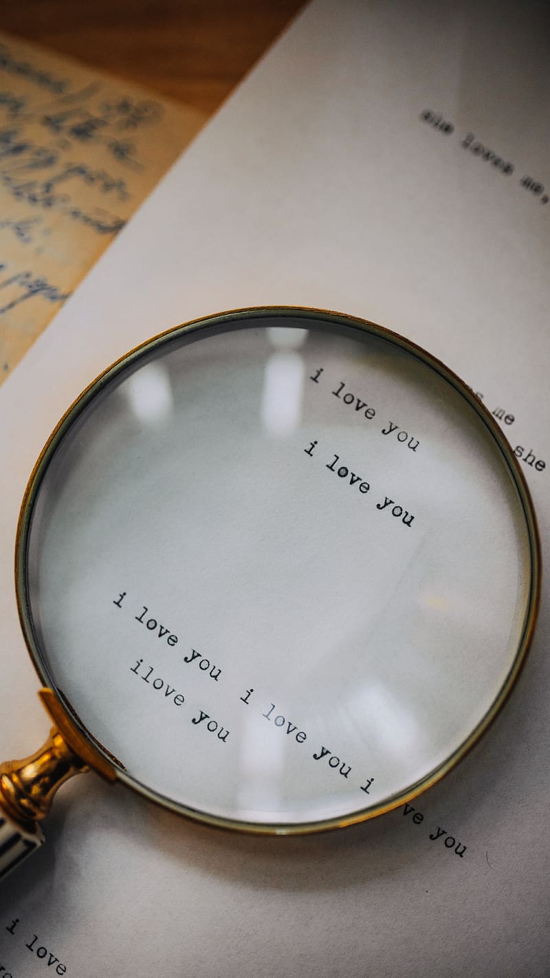 I Love U Under The Magnifying glasses, i love u, magnifying glasses, page, written, love, HD phone wallpaper