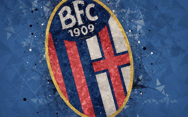 Bologna FC Italian football club, creative art logo, geometric art, blue abstract background, emblem, Serie A, Bologna, Italy, football, HD wallpaper
