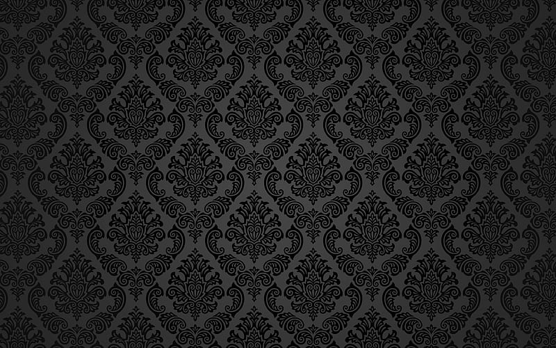 black floral pattern floral vintage pattern, black vintage background, floral patterns, vintage backgrounds, HD wallpaper