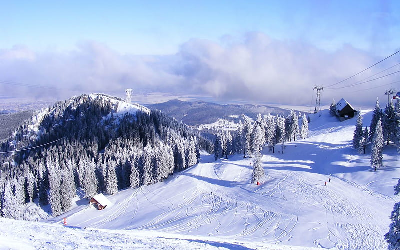 ski slope-winter scenery, HD wallpaper