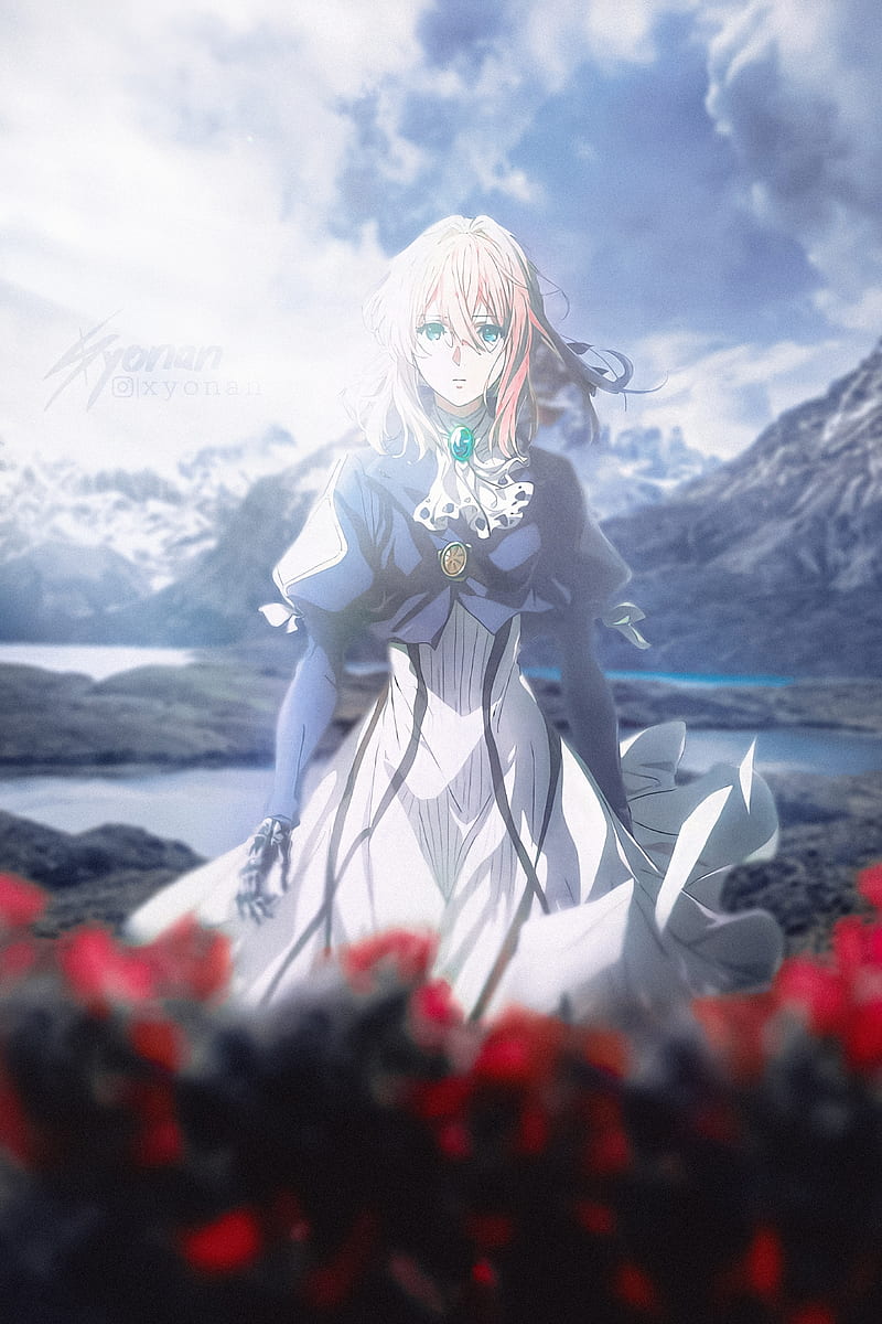 Violet Evergarden, sky, Waifu, Anime Waifu, Anime girl, Cloud, HD phone wallpaper