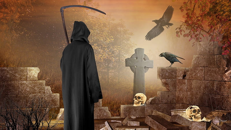 Reaper Watch, haunting, halloween, inscrutable, horrible, unearthly, enigmatical, graves, spooky, graveyard, ghostlike, ghostly, uncommon, macabre, unaccustomed, curious, supernatural, terrible, ravens, skulls, bizarre, weird, fearsome, quirky, metaphysical, odd, death, outlandish, quaint, terrifying, unusual, creepy, enigmatic, reaper, uncanny, preternatural, dreadful, cemetery, ghastly, horrifying, spectral, puzzling, mysterious, peculiar, spookish, ghoulish, HD wallpaper