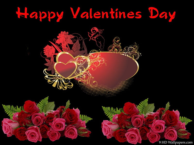 valentine, flower, bunch, heart, HD wallpaper