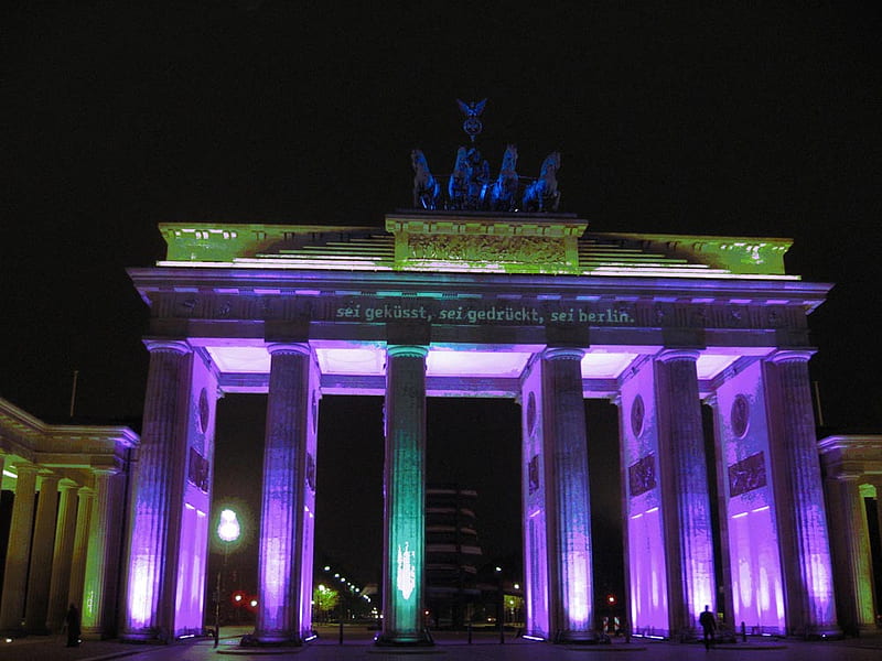 Brandenburger Tor, berlin, festival of lights, monuments, travel, HD wallpaper