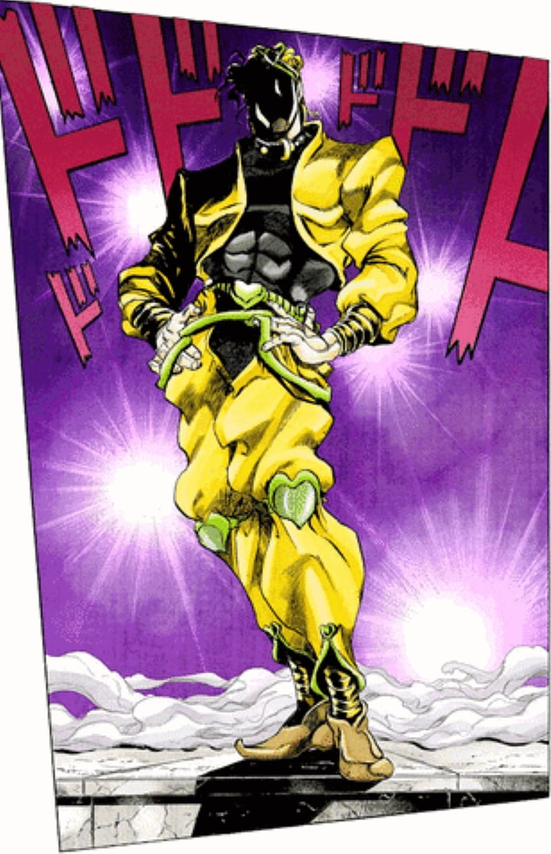 Jojo Dio Brando With A Mask Wearing Man On Back With Back Of Yellow And  Grean Heart Anime, HD wallpaper