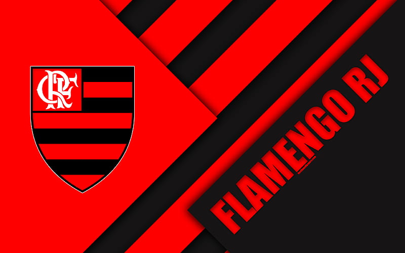 Flamengo RJ FC, Rio de Janeiro, Brazil material design, black and red abstraction, Brazilian football club, Serie A, football, HD wallpaper