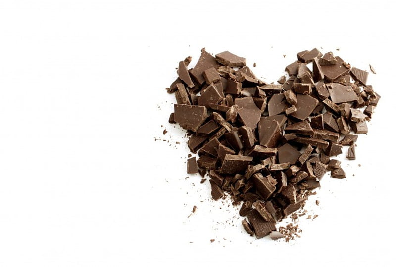 Chocolate Heart, crumbs, chocolate, heart, corazones, HD wallpaper