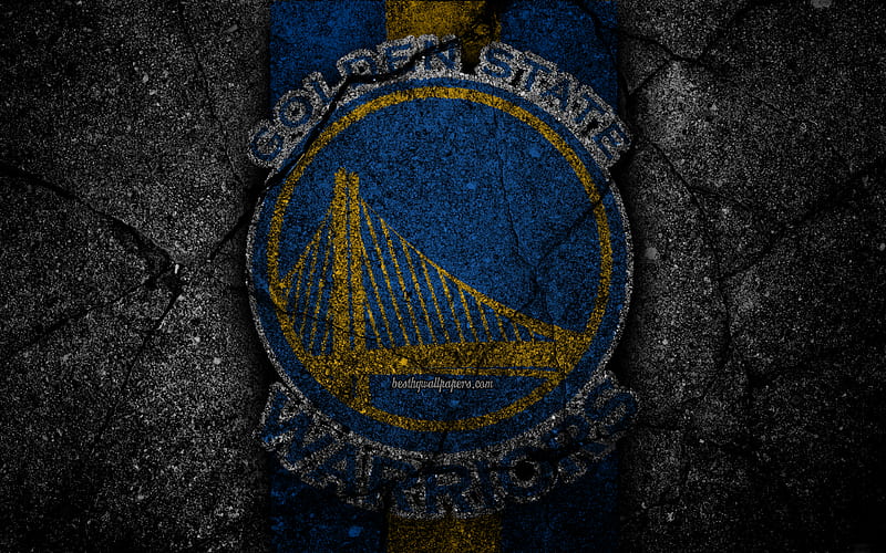 Golden State Warriors, NBA logo, black stone, basketball, Western Conference, asphalt texture, USA, creative, basketball club, Golden State Warriors logo, HD wallpaper
