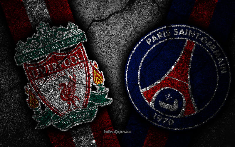 Liverpool vs PSG Champions League, Group Stage, Round 1, creative, Liverpool FC, PSG FC, black stone, HD wallpaper