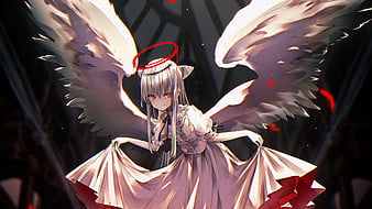 cute preppy anime girl with bat wings, anime pfp, hd