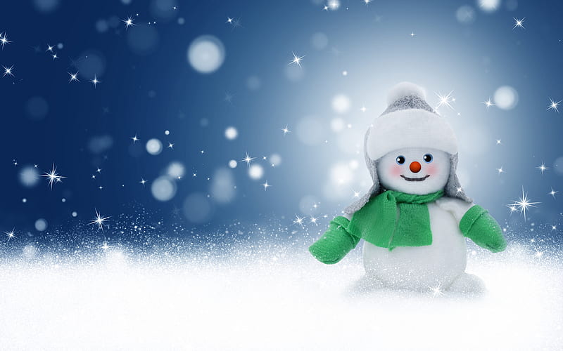 snowman, snowdrifts, winter, Happy New Year, Merry Christmas, snow, Christmas, HD wallpaper