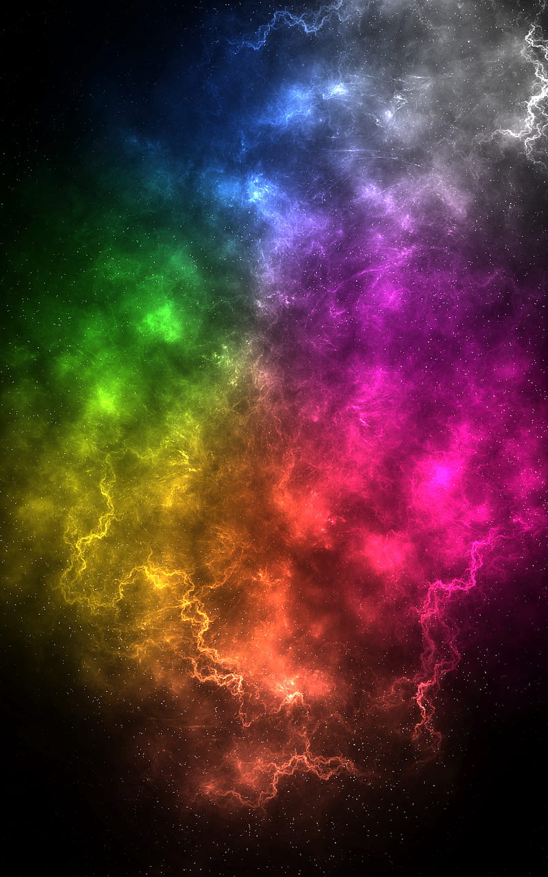 nebula, colorful, energy, cosmic, flash, lightning, HD phone wallpaper
