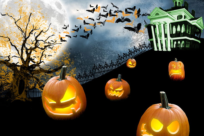 October 31, halloween, pumpkin, night, HD wallpaper