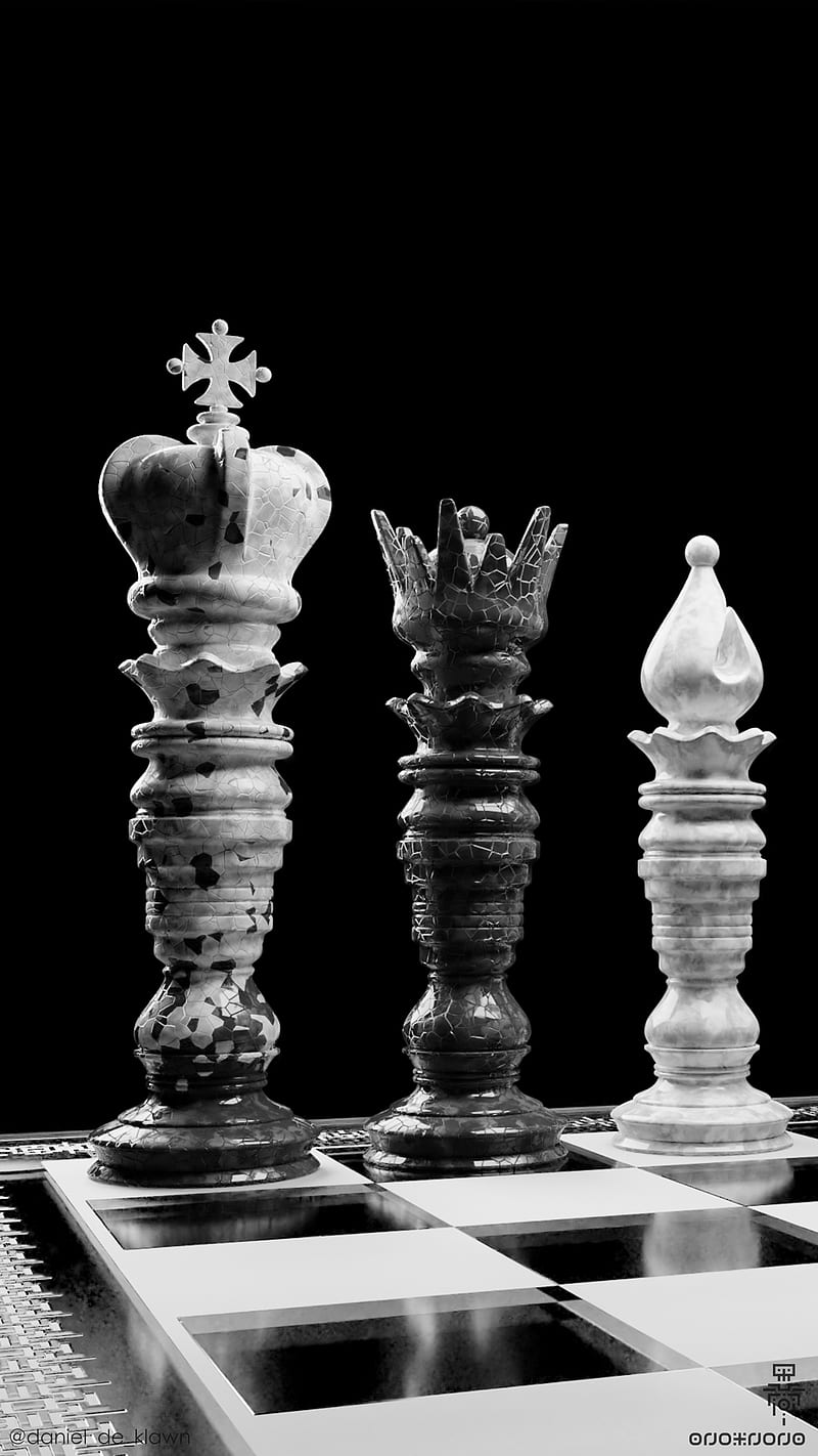 Chess family, black, chess, gambit, king, marble, queen, statue, white, HD phone wallpaper
