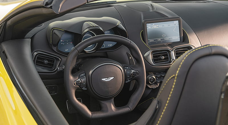 2021 Aston Martin Vantage Roadster (Color: Yellow Tang; US-Spec) - Interior, Steering Wheel , car, HD wallpaper 2021 Aston Martin Vantage Roadster (Color: Yellow Tang; US-Spec) - Interior, Steering Wheel , car, HD wallpaper