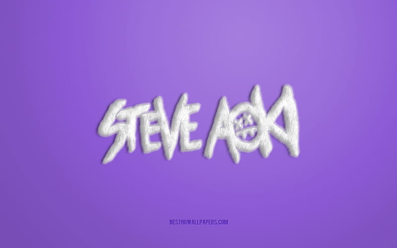 White Steve Aoki Logo, Purple background, Steve Aoki 3D logo, Steve Aoki fur logo, creative fur art, Steve Aoki emblem, American DJ, Steve Aoki, HD wallpaper