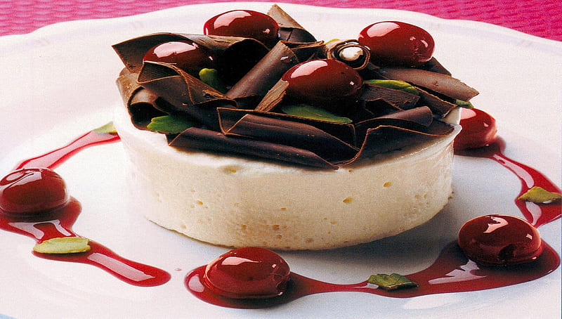 White Chocolate Parfait, delicious, chocolate, cherries, abstract, parfait, sweet, dessert, bakery, white, HD wallpaper