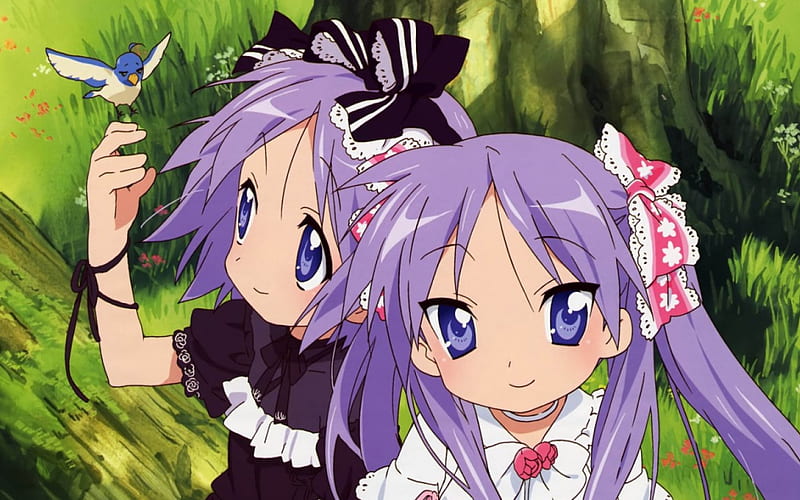 Girls With Bird, girls, bonito, bird, anime, HD wallpaper Girls With Bird, girls, bonito, bird, anime, HD wallpaper