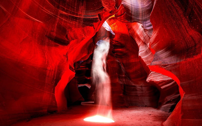 Ártico Imposible Alegre Cueva roja, rojo, cascada, naturaleza, cueva, Fondo de pantalla HD | Peakpx