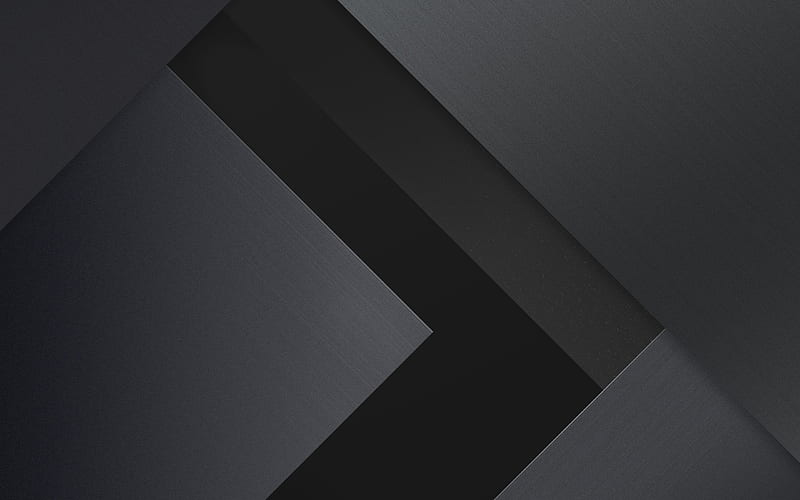 arrows, android, gray nad black, lollipop, lines, geometric shapes, material design, creative, geometry, dark background, HD wallpaper