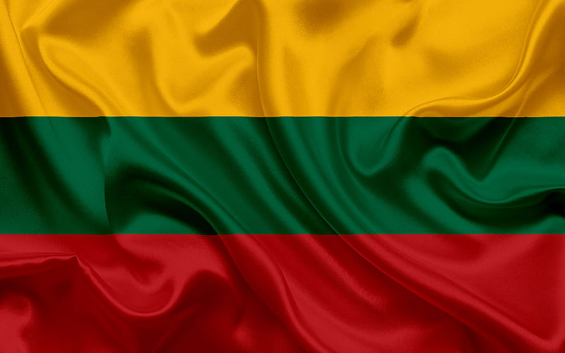 Lithuanian flag, Lithuania, Europe, silk, flag of Lithuania, HD wallpaper