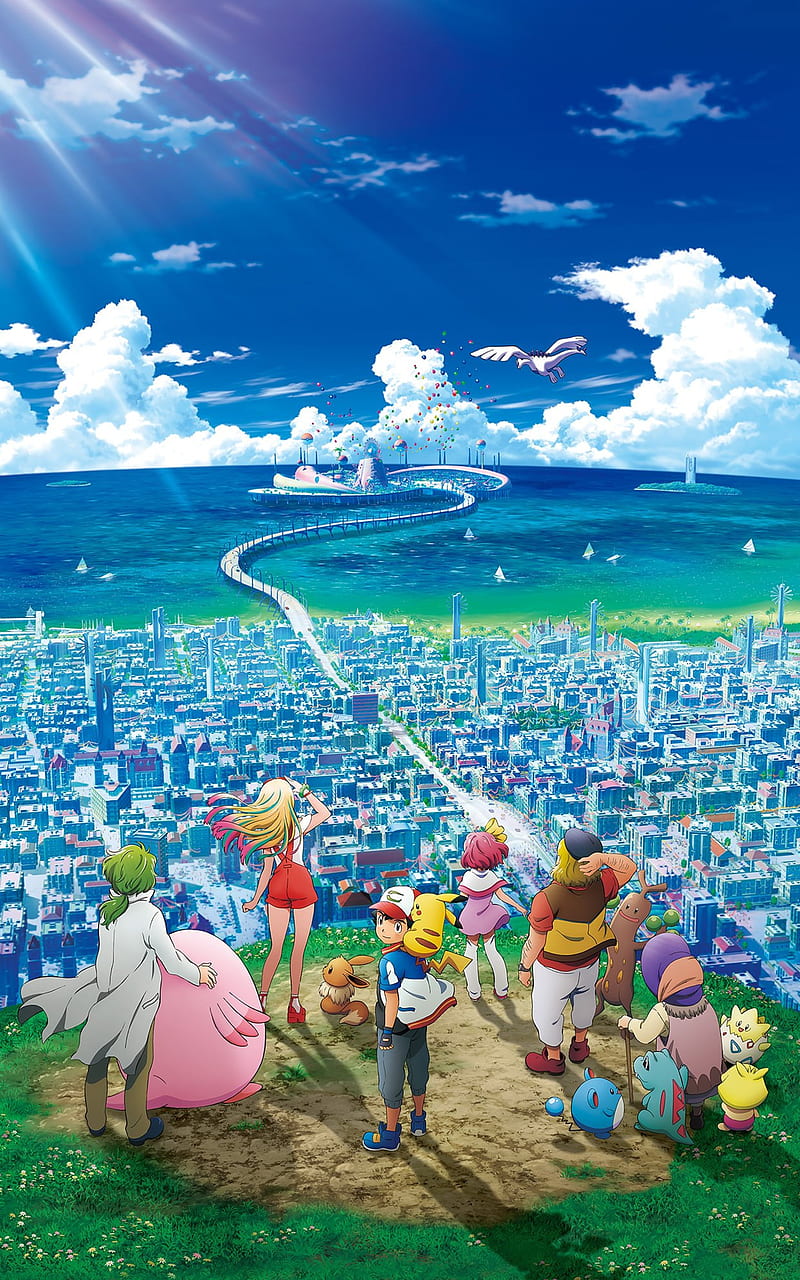 Pokemon Legends, sky, sun, pkmn, pikachu, anime, bonito, peaceful, clouds, nintendo, HD phone wallpaper