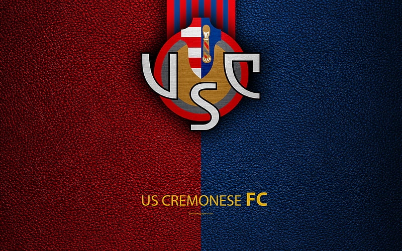 US Cremonese FC Italian football club, logo, Cremona, Italy, Serie B, leather texture, football, Italian Football Championships, HD wallpaper