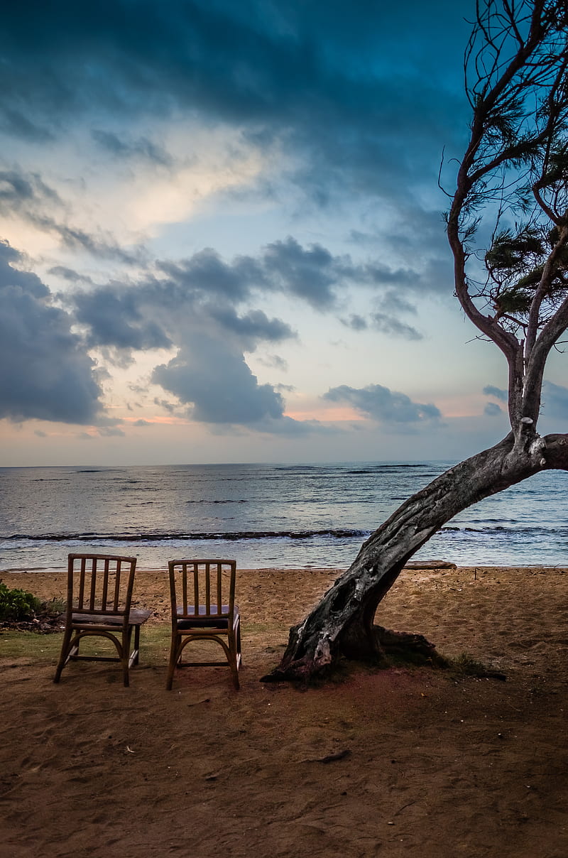 coast, solitude, silence, chairs, HD phone wallpaper
