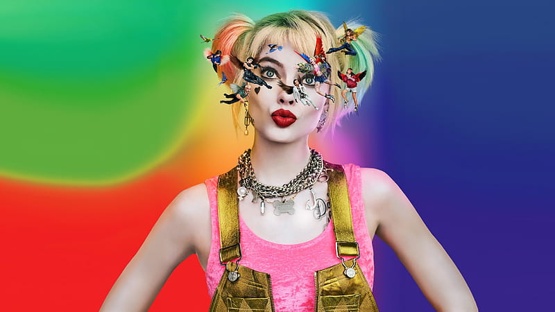 Birds of Prey: And the Fantabulous Emancipation of One Harley Quinn (2020), colorful, poster, harley quinn, girl, movie, comics, birds of prey, Margot Robbie, HD wallpaper
